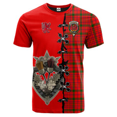 MacDonnell of Keppoch Modern Tartan T-shirt - Lion Rampant And Celtic Thistle Style