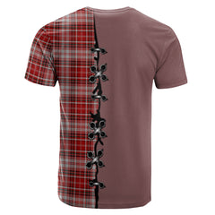 MacDougal Dress Tartan T-shirt - Lion Rampant And Celtic Thistle Style