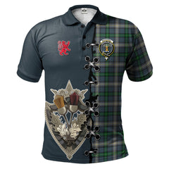 MacDowall Tartan Polo Shirt - Lion Rampant And Celtic Thistle Style