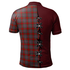 MacFarlane Red Tartan Polo Shirt - Lion Rampant And Celtic Thistle Style