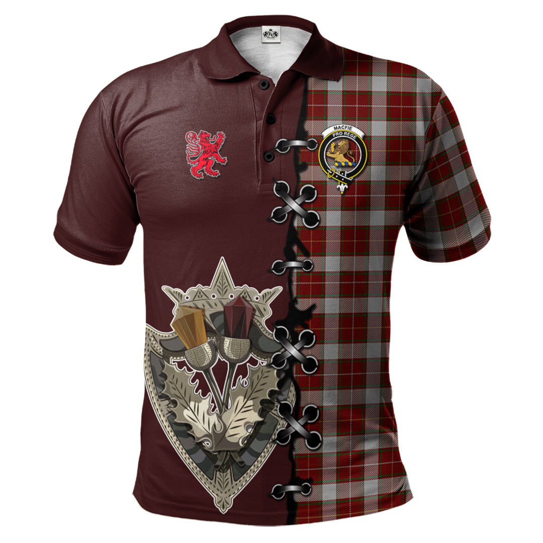 MacFie Dress Tartan Polo Shirt - Lion Rampant And Celtic Thistle Style