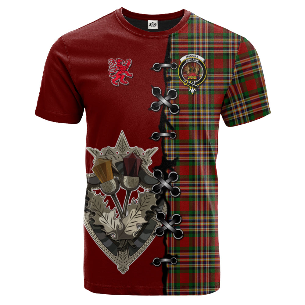 MacGill Tartan T-shirt - Lion Rampant And Celtic Thistle Style