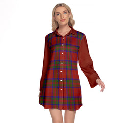 MacGillivray Tartan Women's Lapel Shirt Dress With Long Sleeve