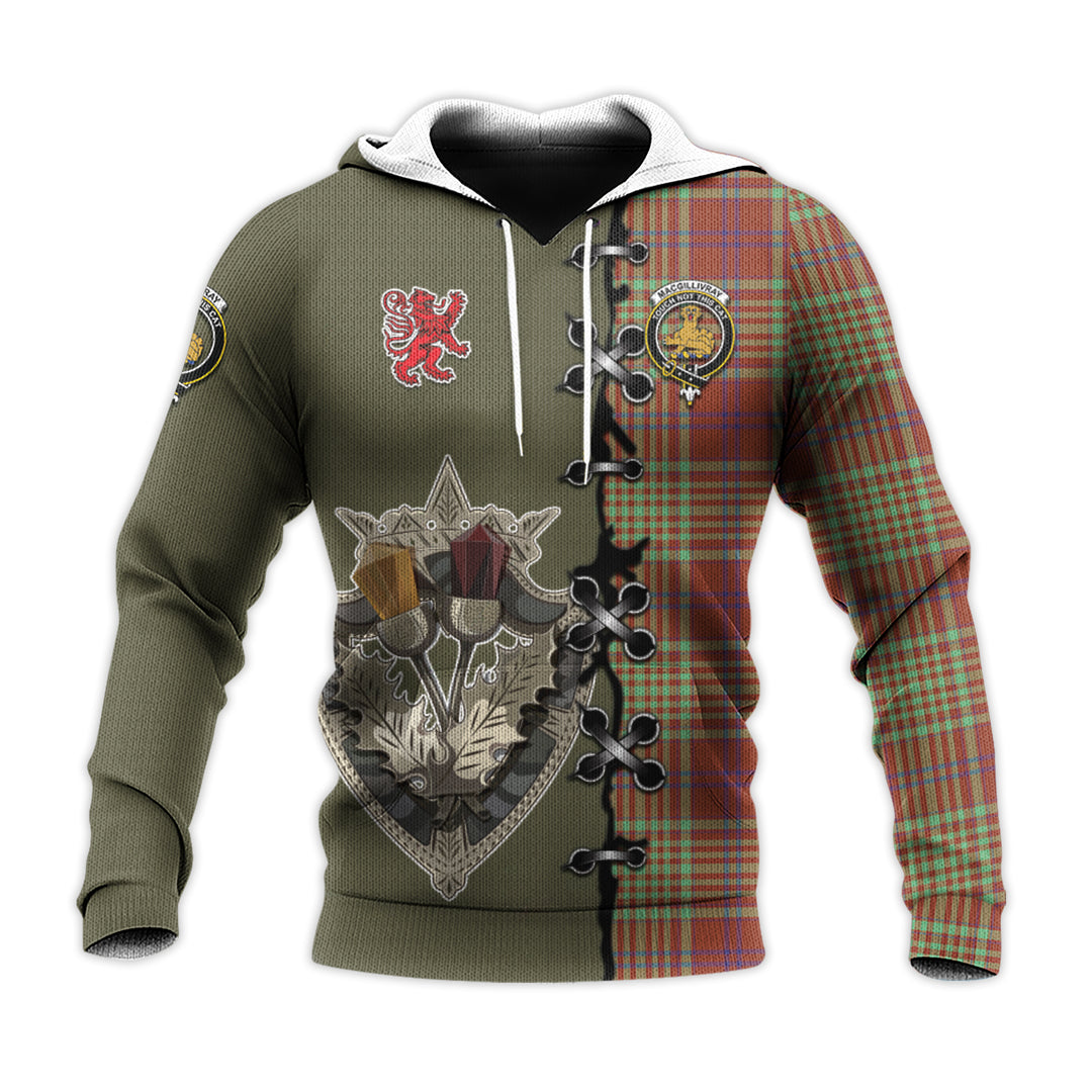 MacGillivray Hunting Ancient Tartan Hoodie - Lion Rampant And Celtic Thistle Style