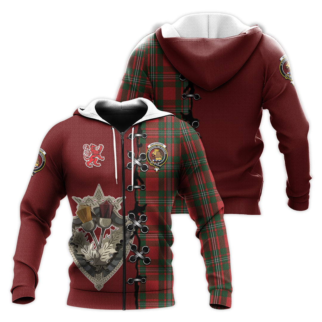 MacGregor Tartan Hoodie - Lion Rampant And Celtic Thistle Style