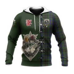 MacInnes Tartan Hoodie - Lion Rampant And Celtic Thistle Style