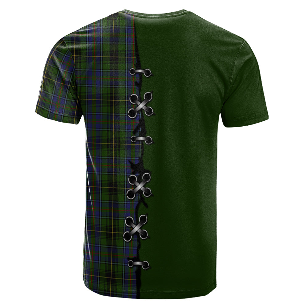 MacInnes Tartan T-shirt - Lion Rampant And Celtic Thistle Style