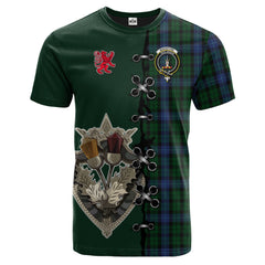 MacIntyre Tartan T-shirt - Lion Rampant And Celtic Thistle Style