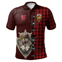 MacIver Tartan Polo Shirt - Lion Rampant And Celtic Thistle Style