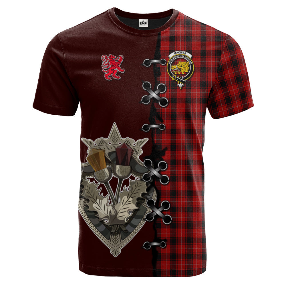 MacIver Tartan T-shirt - Lion Rampant And Celtic Thistle Style
