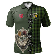 MacIver Hunting Tartan Polo Shirt - Lion Rampant And Celtic Thistle Style