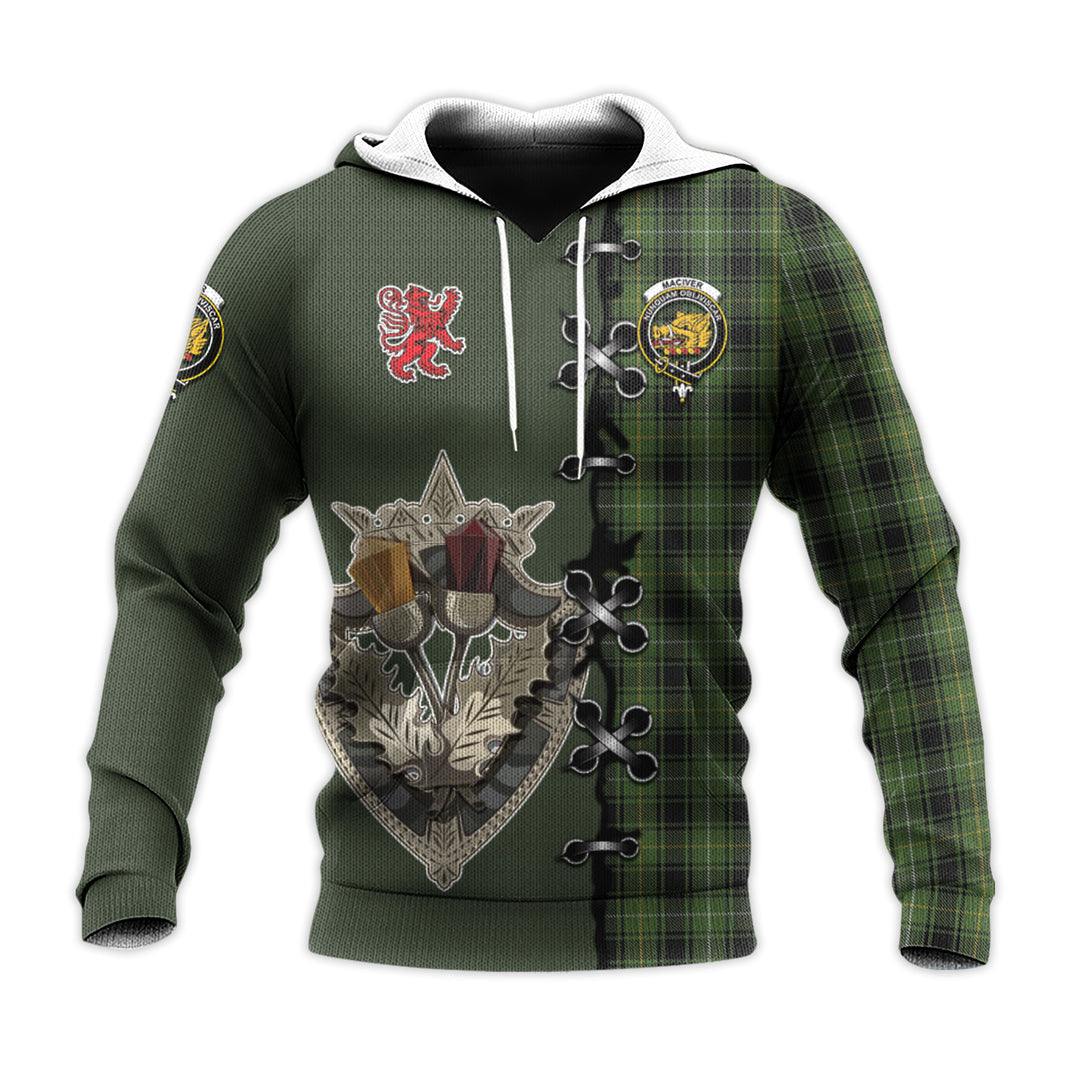 MacIver Hunting Tartan Hoodie - Lion Rampant And Celtic Thistle Style