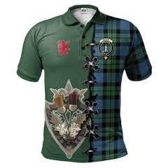 MacKay Ancient Tartan Polo Shirt - Lion Rampant And Celtic Thistle Style