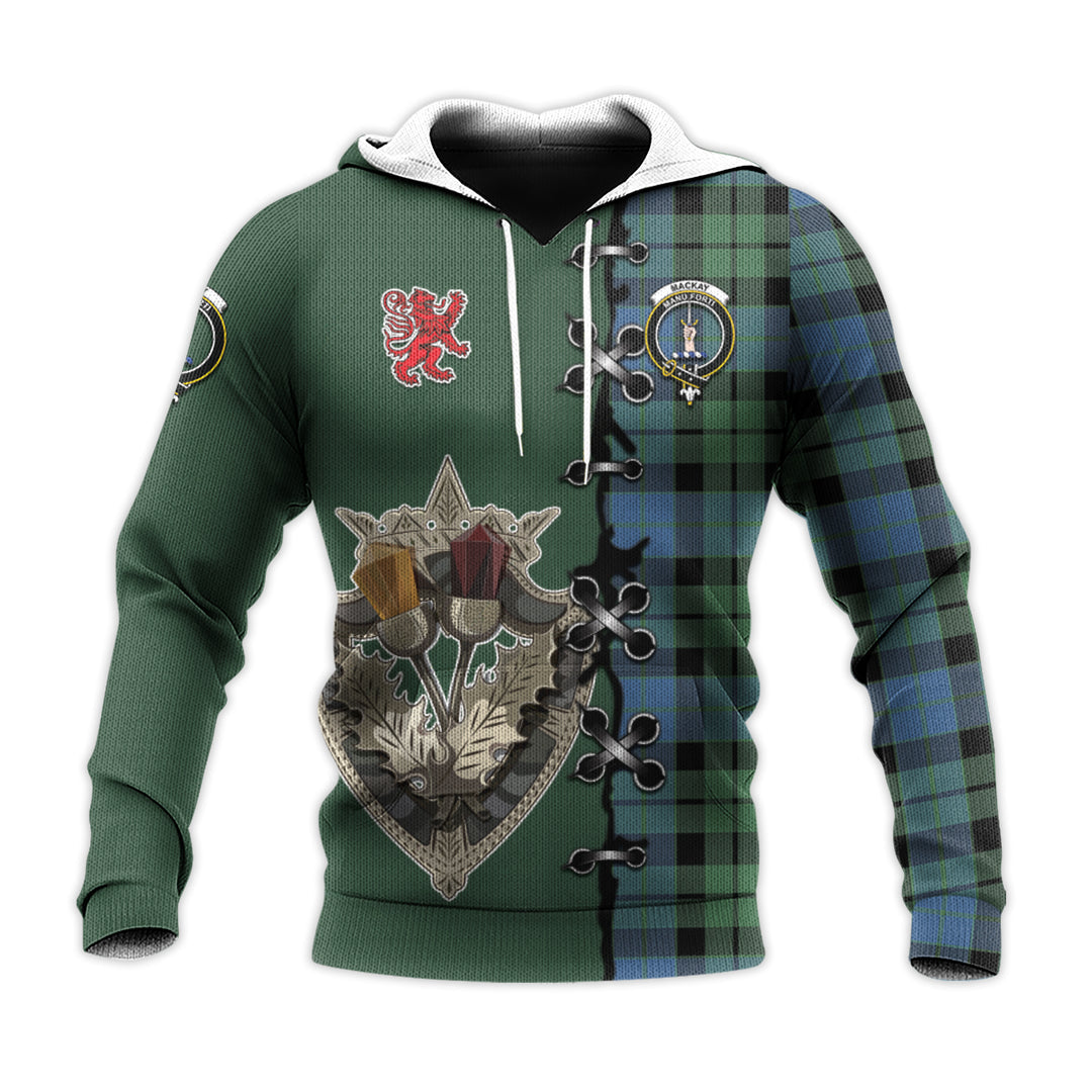 MacKay Ancient Tartan Hoodie - Lion Rampant And Celtic Thistle Style