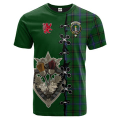 MacKendrick Tartan T-shirt - Lion Rampant And Celtic Thistle Style