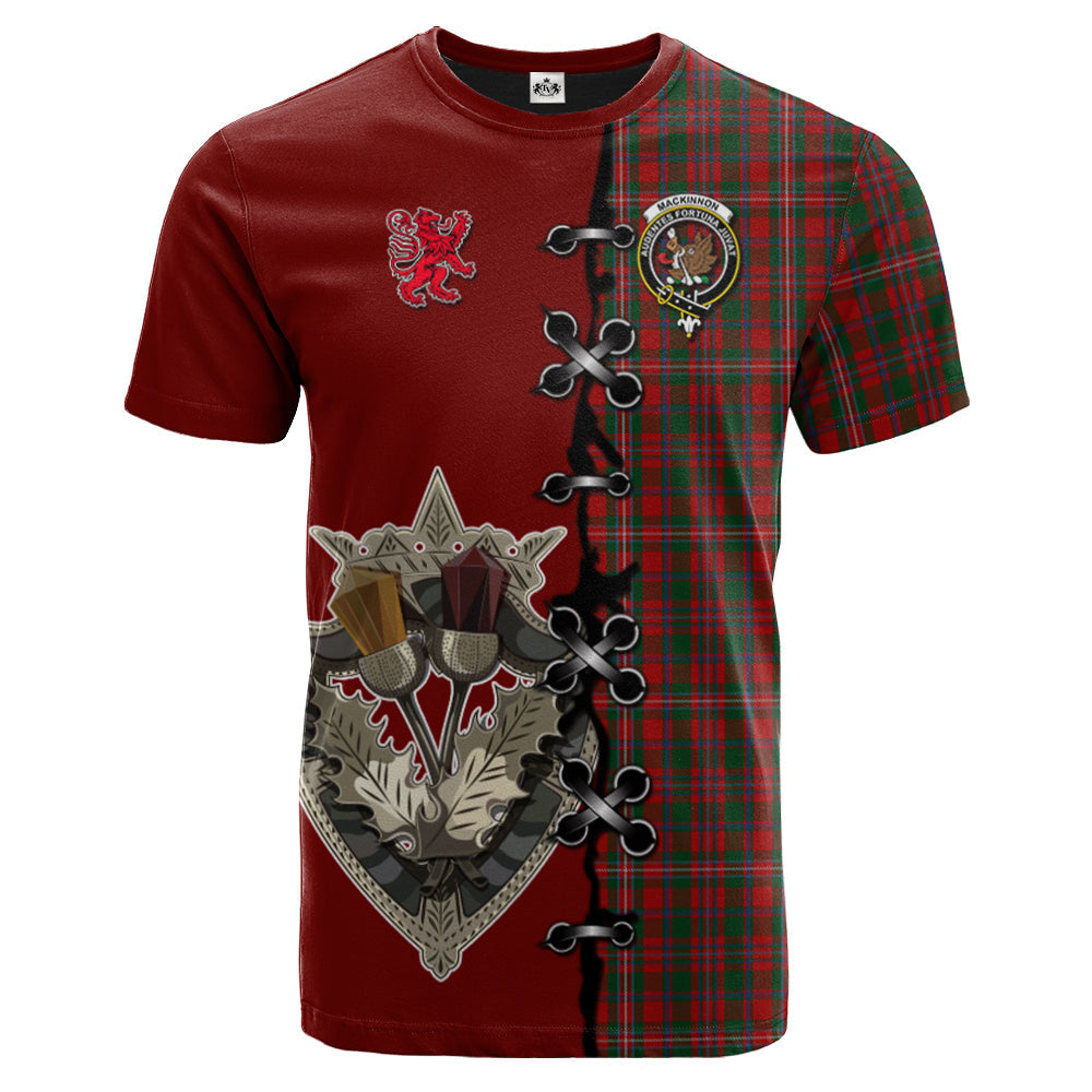 MacKinnon Tartan T-shirt - Lion Rampant And Celtic Thistle Style