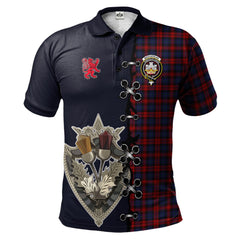 MacLachlan Tartan Polo Shirt - Lion Rampant And Celtic Thistle Style