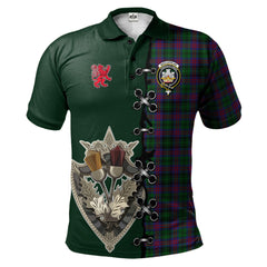 MacLachlan Hunting Tartan Polo Shirt - Lion Rampant And Celtic Thistle Style