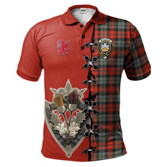 MacLachlan Weathered Tartan Polo Shirt - Lion Rampant And Celtic Thistle Style