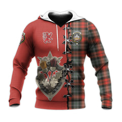 MacLachlan Weathered Tartan Hoodie - Lion Rampant And Celtic Thistle Style