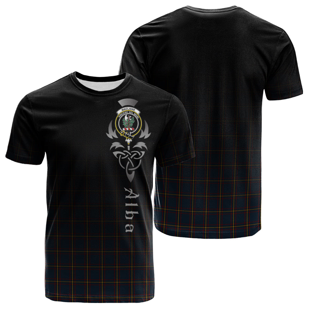 MacLaine Of Lochbuie Hunting Tartan Crest T-shirt - Alba Celtic Style