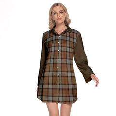 MacLaren Weathered Tartan Women's Lapel Shirt Dress With Long Sleeve