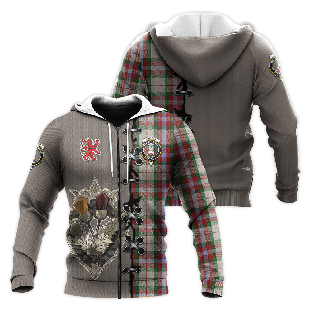 MacLean Dress Tartan Hoodie - Lion Rampant And Celtic Thistle Style