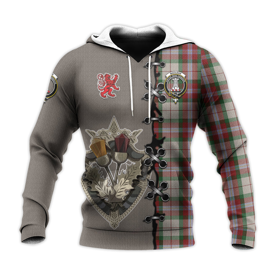 MacLean Dress Tartan Hoodie - Lion Rampant And Celtic Thistle Style