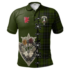 MacLean Hunting Tartan Polo Shirt - Lion Rampant And Celtic Thistle Style