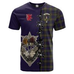 MacLellan Tartan T-shirt - Lion Rampant And Celtic Thistle Style