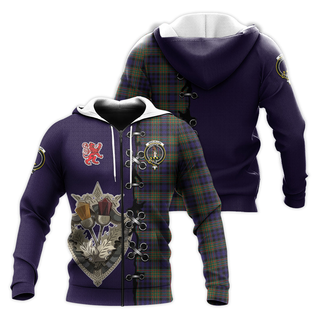 MacLellan Tartan Hoodie - Lion Rampant And Celtic Thistle Style