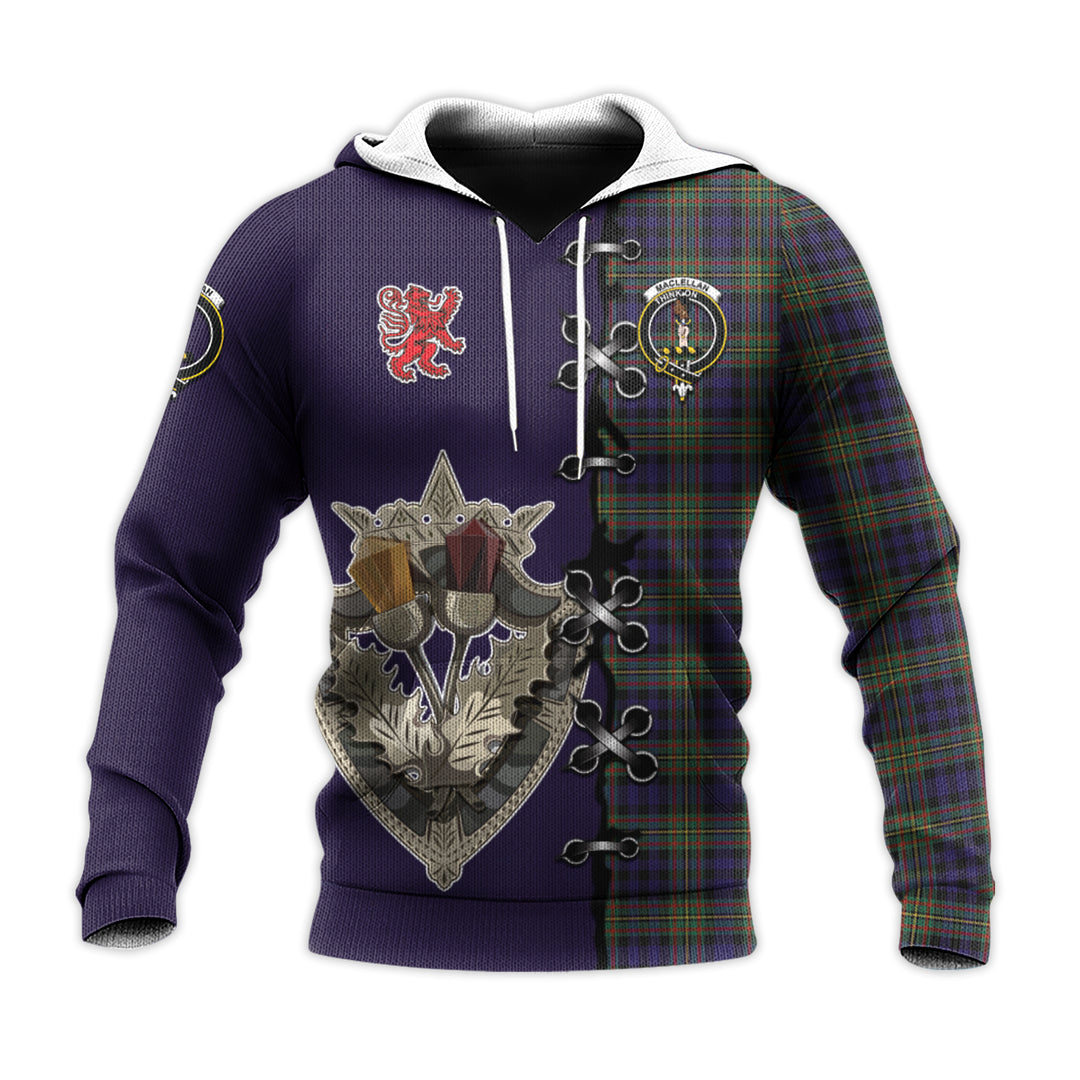 MacLellan Tartan Hoodie - Lion Rampant And Celtic Thistle Style