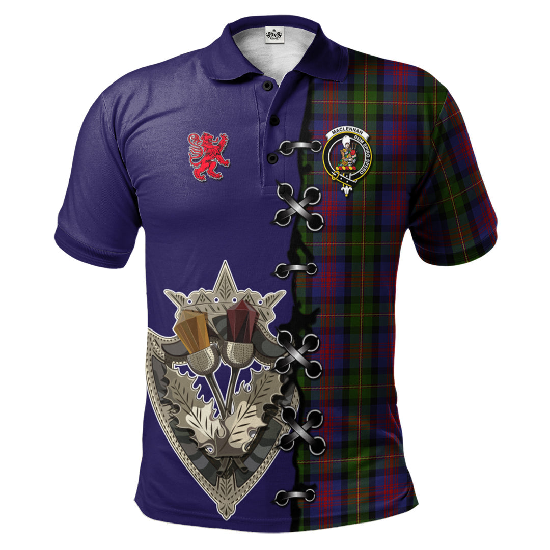 MacLennan Tartan Polo Shirt - Lion Rampant And Celtic Thistle Style