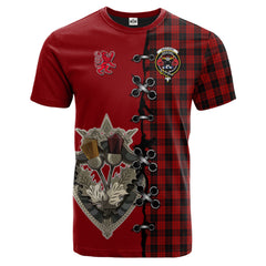 MacLeod Black and Red Tartan T-shirt - Lion Rampant And Celtic Thistle Style