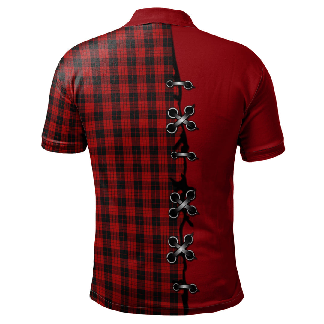 MacLeod Black And Red Tartan Polo Shirt - Lion Rampant And Celtic Thistle Style