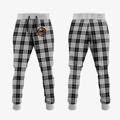 MacLeod Black And White Tartan Crest Jogger Sweatpants