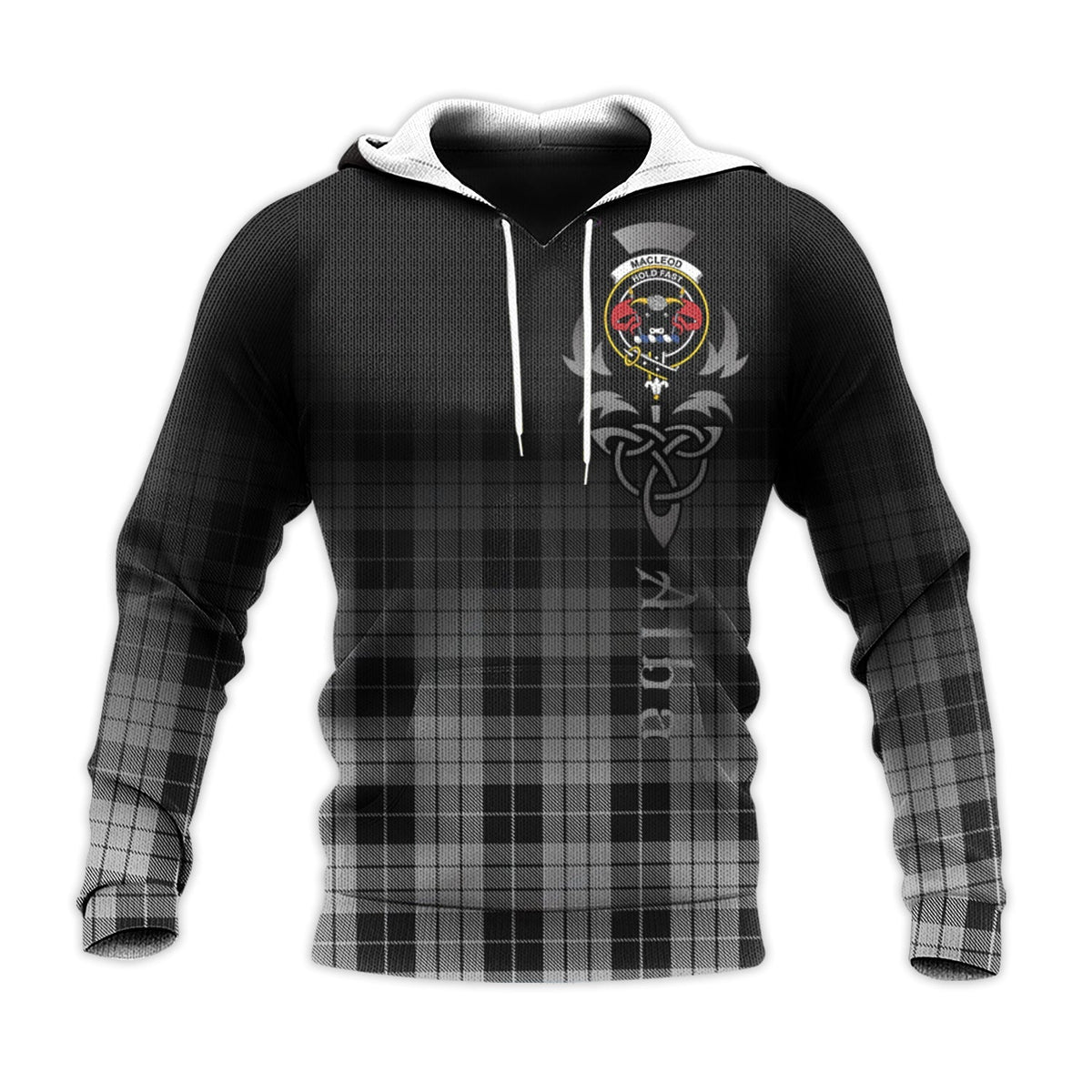 MacLeod Black And White Tartan Hoodie - Alba Celtic Style