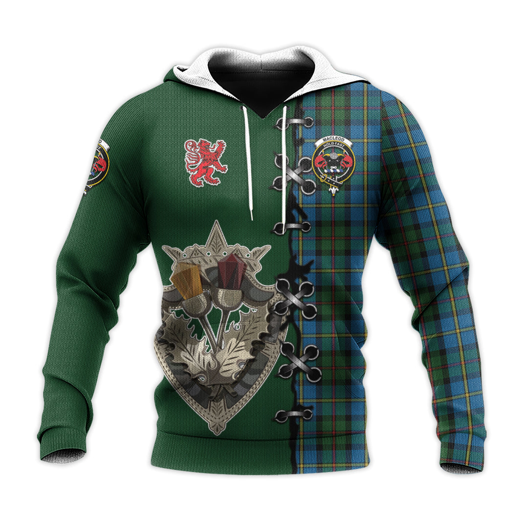 MacLeod Green Tartan Hoodie - Lion Rampant And Celtic Thistle Style