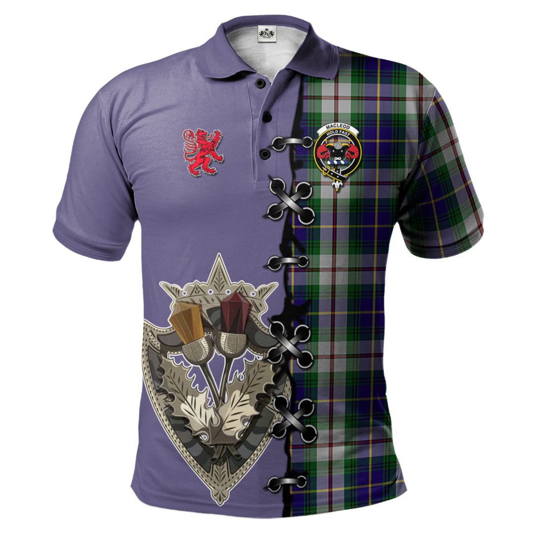 MacLeod Of Californian Tartan Polo Shirt - Lion Rampant And Celtic Thistle Style