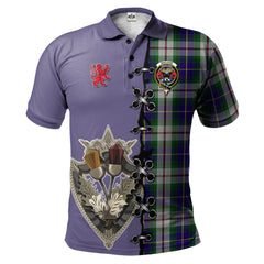 MacLeod Of Californian Tartan Polo Shirt - Lion Rampant And Celtic Thistle Style