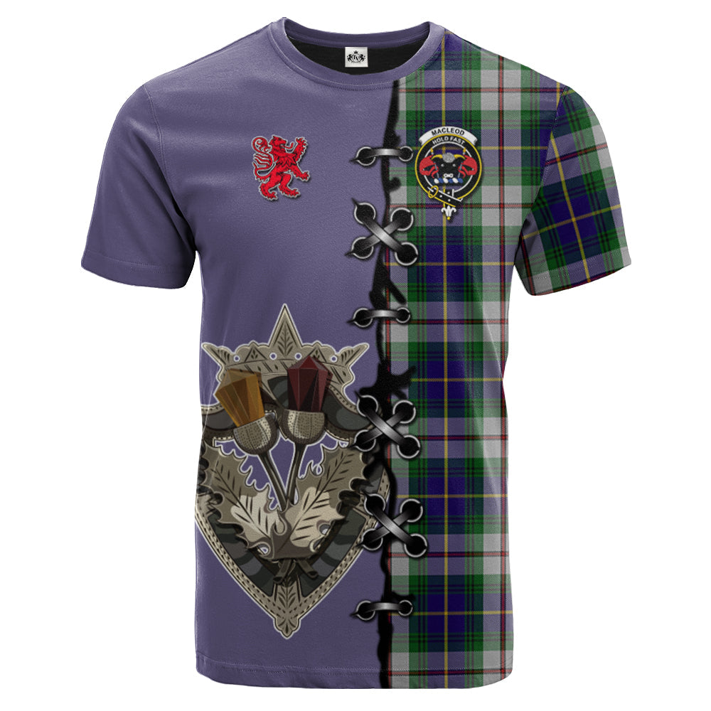 MacLeod Of Californian Tartan T-shirt - Lion Rampant And Celtic Thistle Style