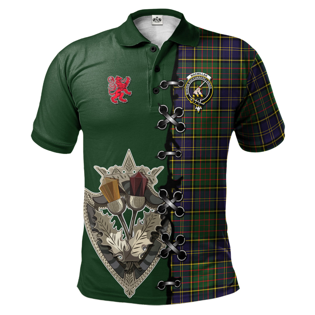 MacMillan Hunting Modern Tartan Polo Shirt - Lion Rampant And Celtic Thistle Style