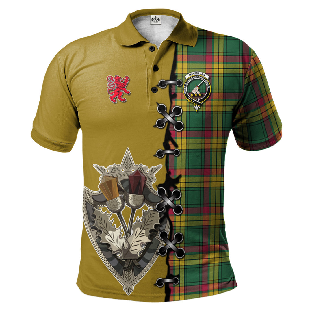 MacMillan Old Ancient Tartan Polo Shirt - Lion Rampant And Celtic Thistle Style