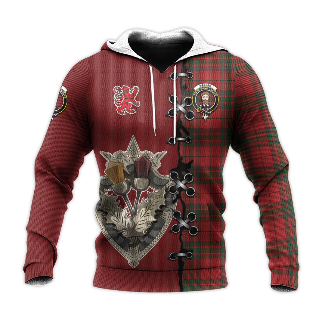 MacNab Tartan Hoodie - Lion Rampant And Celtic Thistle Style