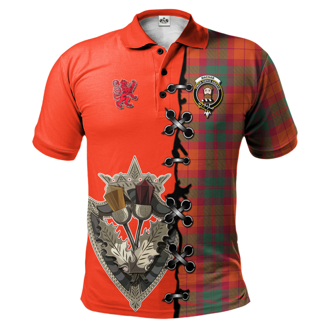 MacNab Ancient Tartan Polo Shirt - Lion Rampant And Celtic Thistle Style