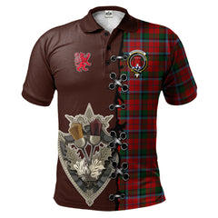 MacNaughton Tartan Polo Shirt - Lion Rampant And Celtic Thistle Style