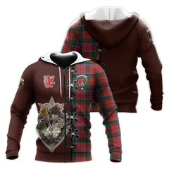 MacNaughton Tartan Hoodie - Lion Rampant And Celtic Thistle Style