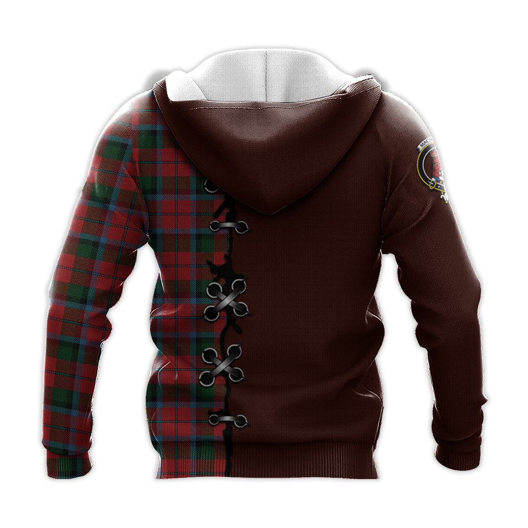 MacNaughton Tartan Hoodie - Lion Rampant And Celtic Thistle Style