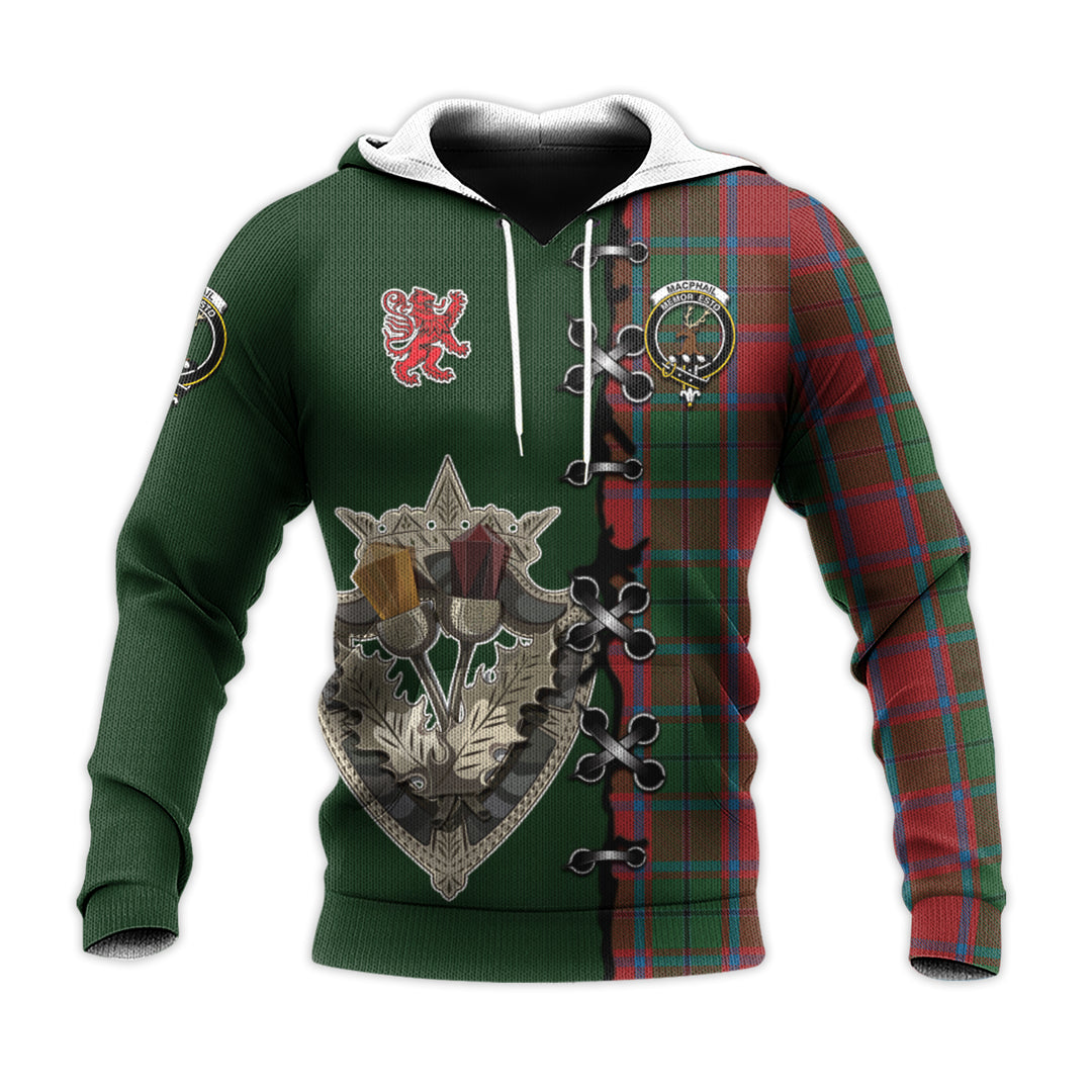 MacPhail Blue Bands Tartan Hoodie - Lion Rampant And Celtic Thistle Style