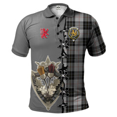 MacPherson Dress Tartan Polo Shirt - Lion Rampant And Celtic Thistle Style